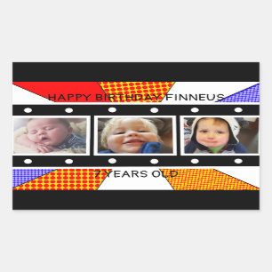 Sticker Rectangulaire Photo personnalisée Filmstrip Anniversaire Rectang
