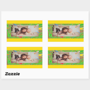 Sticker Rectangulaire Photo personnalisée Thème de pinceau coloré