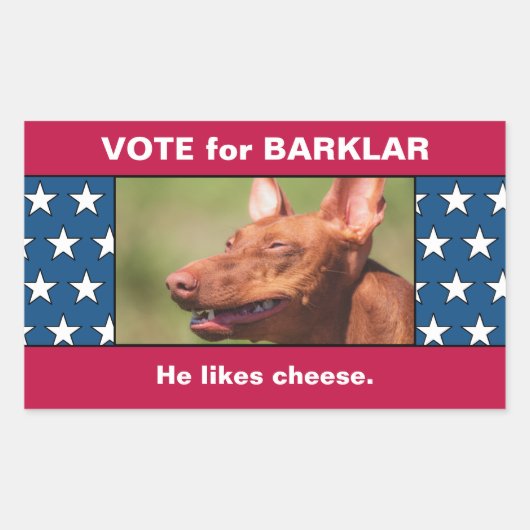 Sticker Rectangulaire Photo Pet Dog Sur Funny USA Flag Election Campaign (Devant)