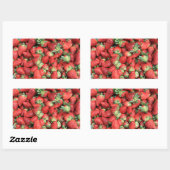 Sticker Rectangulaire Photo Red Juicy Strawberries (Feuille)