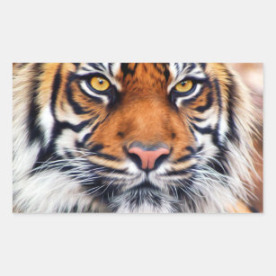 Sticker Rectangulaire Photographie masculine de peinture de tigre