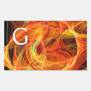 Sticker Rectangulaire PHOTON CRAZY Abstrait Jaune Orange Fractal Fils