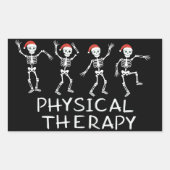 Sticker Rectangulaire Physical Therapist Skeleton Christmas DPT Student  (Devant)