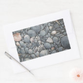 Sticker Rectangulaire Pierres de plage Coques Galets Rochers Peinture Ar (Enveloppe)