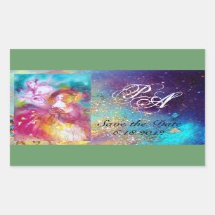 Sticker Rectangulaire PIERROT ET ARLECCHINE Carnaval vénitien, Monogramm