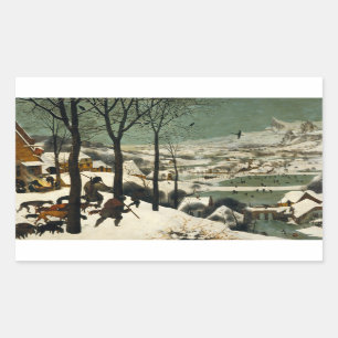 Sticker Rectangulaire Pieter Bruegel l'aîné - chasseurs dans la neige