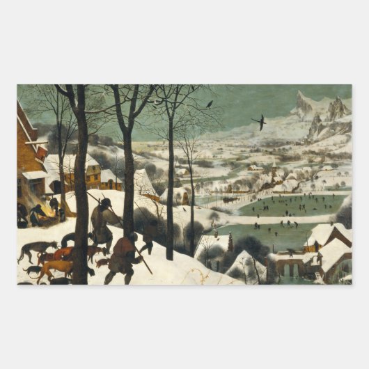 Sticker Rectangulaire Pieter Bruegel l'Ancien - Chasseurs dans la neige (Devant)