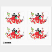 Sticker Rectangulaire pieuvre pirate (Feuille)