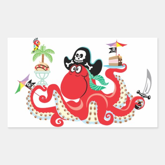 Sticker Rectangulaire pieuvre pirate (Devant)