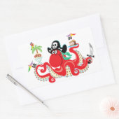 Sticker Rectangulaire pieuvre pirate (Enveloppe)