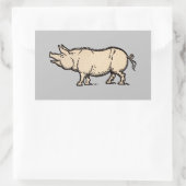 Sticker Rectangulaire Pig Antique Piggy Cute Illustration Vintage (Sac)