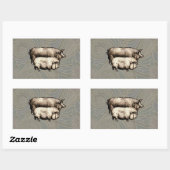 Sticker Rectangulaire Pig Farm Pays Antique Illustration Art (Feuille)