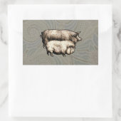 Sticker Rectangulaire Pig Farm Pays Antique Illustration Art (Sac)