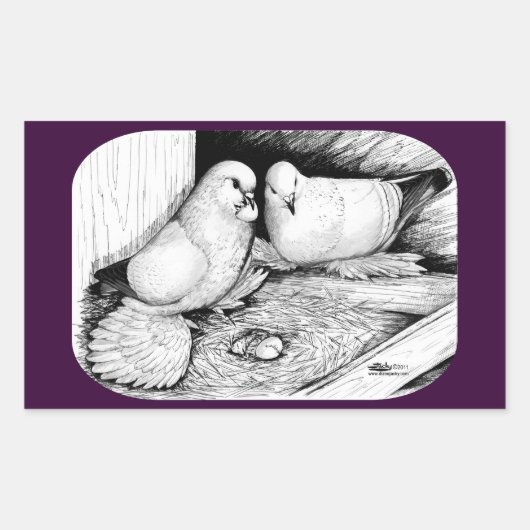 Sticker Rectangulaire Pigeons de glace (Devant)