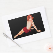 Sticker Rectangulaire Pin-up Girl, Red Passion (autocollant) (Enveloppe)