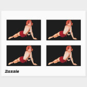 Sticker Rectangulaire Pin-up Girl, Red Passion (autocollant) (Feuille)
