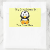 Sticker Rectangulaire Pingouin mignon sur plaque de nom du livre jaune (Sac)