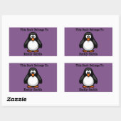 Sticker Rectangulaire Pingouin noir mignon sur Plate de nom de livre vio (Feuille)