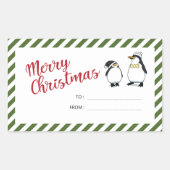 Sticker Rectangulaire Pingouins de Noël personnalisés (Devant)