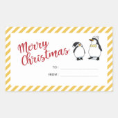 Sticker Rectangulaire Pingouins de Noël personnalisés (Devant)