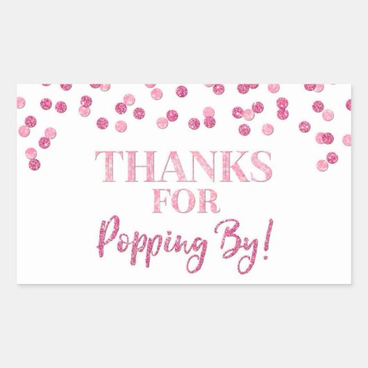Sticker Rectangulaire Pink Confetti Merci pour Popping By (Devant)