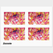 Sticker Rectangulaire Pink Dahlia fleurs aquarelle art (Feuille)