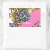 Sticker Rectangulaire Pink & gold bling (Sac)