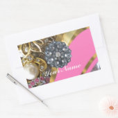 Sticker Rectangulaire Pink & gold bling (Enveloppe)