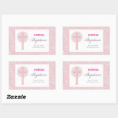 Sticker Rectangulaire Pink Lace Girl Baptême (Feuille)