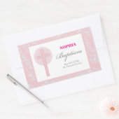Sticker Rectangulaire Pink Lace Girl Baptême (Enveloppe)