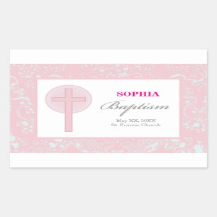 Sticker Rectangulaire Pink Lace Girl Baptême
