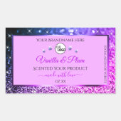 Sticker Rectangulaire Pink Purple Blue Ombre Parties scintillant Logo Ét (Devant)
