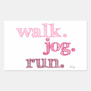Sticker Rectangulaire PINK WALK JOG RUN (police SHADED)