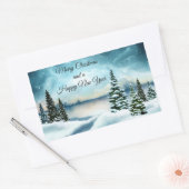 Sticker Rectangulaire Pins enneigés près d'un lac (Enveloppe)