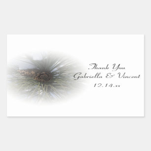 Sticker Rectangulaire Pins neigeux Hiver Mariage Merci Favor Tags