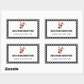 Sticker Rectangulaire Pique-nique d'entreprise Black and White Retro Che (Feuille)