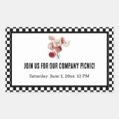 Sticker Rectangulaire Pique-nique d'entreprise Black and White Retro Che (Devant)