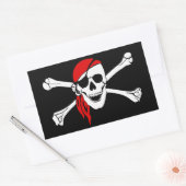 Sticker Rectangulaire Pirate crâne et os croisés avec Bandana rouge (Enveloppe)