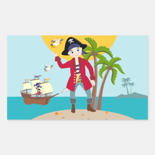 Sticker Rectangulaire Pirate kid birthday (Devant)