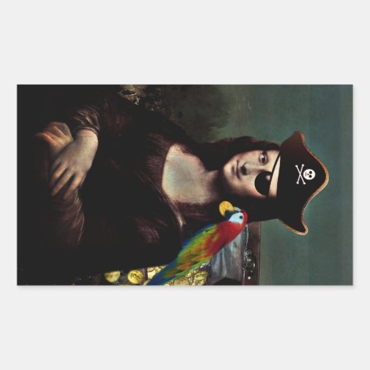 Sticker Rectangulaire Pirate Mona Lisa with Eye Patch (Devant)