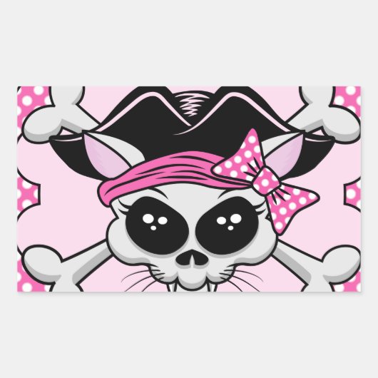 Sticker Rectangulaire Pirate Princess Kitty Skull (Devant)