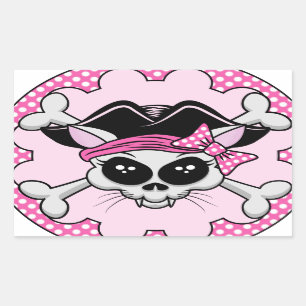 Sticker Rectangulaire Pirate Princess Kitty Skull