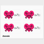 Sticker Rectangulaire Pirates de Coeur Rose (Feuille)