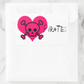 Sticker Rectangulaire Pirates de Coeur Rose (Sac)