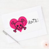 Sticker Rectangulaire Pirates de Coeur Rose (Enveloppe)