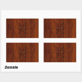 Sticker Rectangulaire Pisces Zodiac Connexion en bois acajou (Feuille)