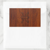 Sticker Rectangulaire Pisces Zodiac Connexion en bois acajou (Sac)