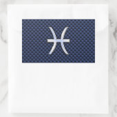 Sticker Rectangulaire Pisces Zodiac on Blue Carbon Fiber (Sac)