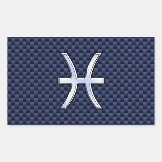 Sticker Rectangulaire Pisces Zodiac on Blue Carbon Fiber (Devant)