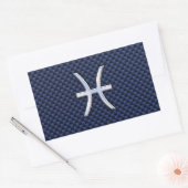 Sticker Rectangulaire Pisces Zodiac on Blue Carbon Fiber (Enveloppe)